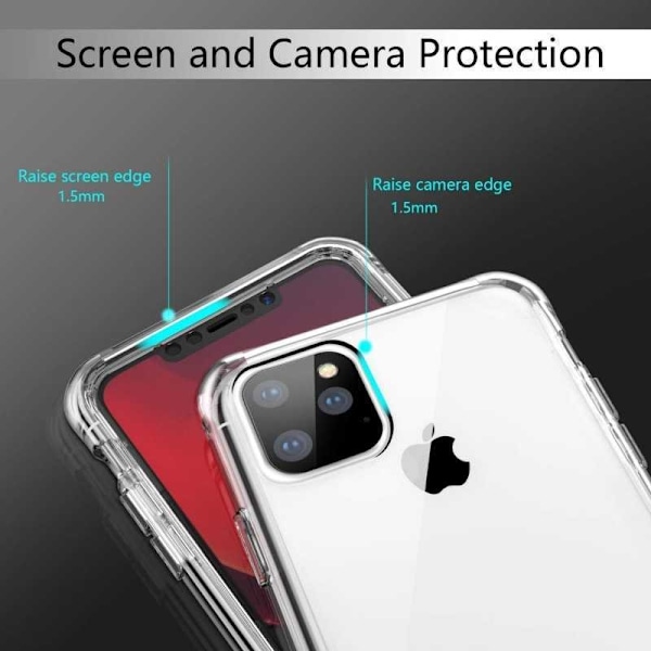 360° täysin peittävä ja iskuja vaimentava kotelo iPhone 11 Transparent
