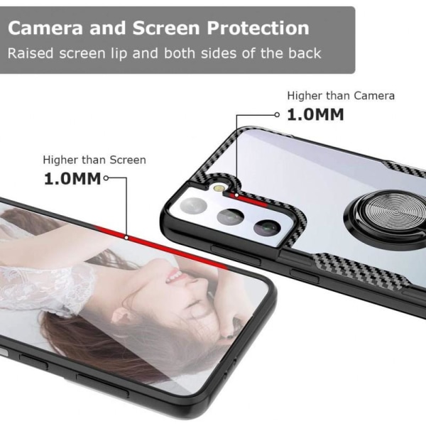 Samsung S21 Praktisk stødsikkert cover med ringholder V4 Transparent
