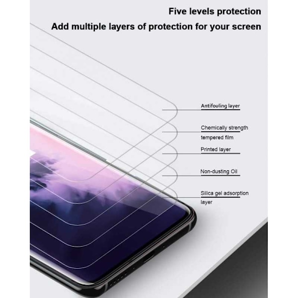 OnePlus 7 Pro hærdet glas 3D 0,26 mm 9H Fullframe Transparent