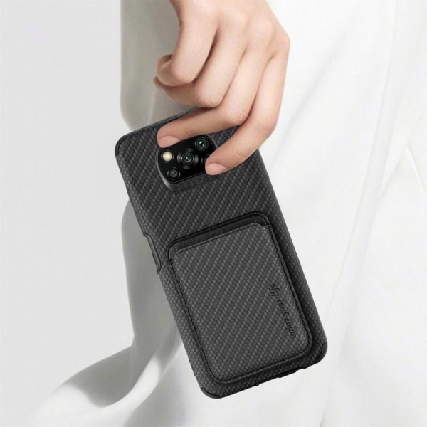 Xiaomi Poco X3 NFC Stöttåligt skal med Magnetisk Korthållare Mag Svart