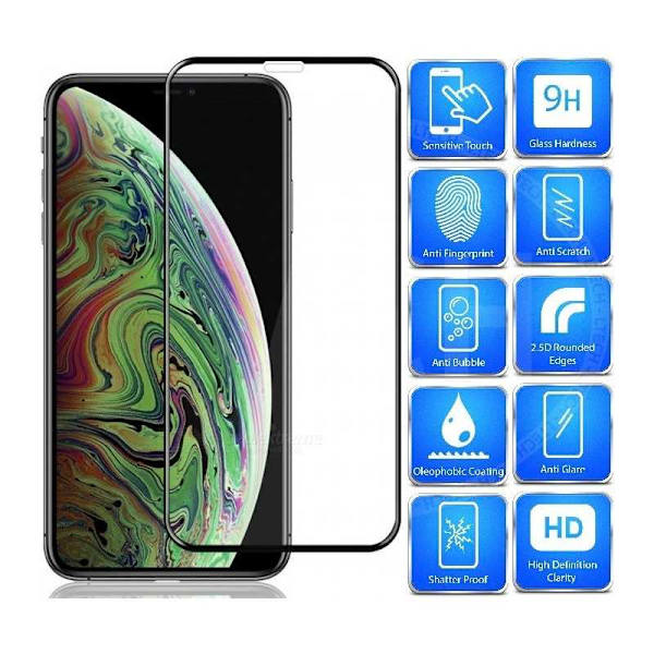 2-PACK iPhone XS Max Fullframe Hærdet glas 0,26 mm 2,5D 9H Transparent