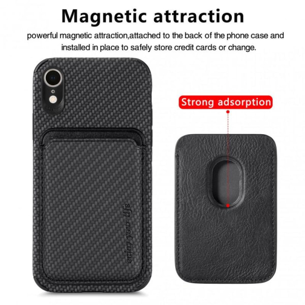 iPhone XR Stöttåligt skal med Magnetisk Korthållare Magsafe RFID Svart