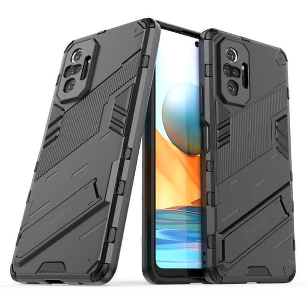 Xiaomi Redmi Note 10 Pro 4G iskunkestävä kotelo jalustalla ThinArmor V2 Mörkgrön