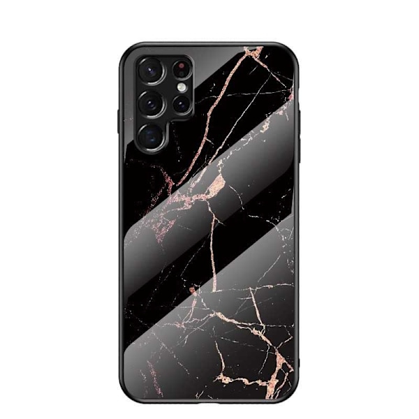 Samsung S22 Ultra Marmorskal 9H Härdat Glas Baksida Glassback V2 MultiColor Svart/Vit