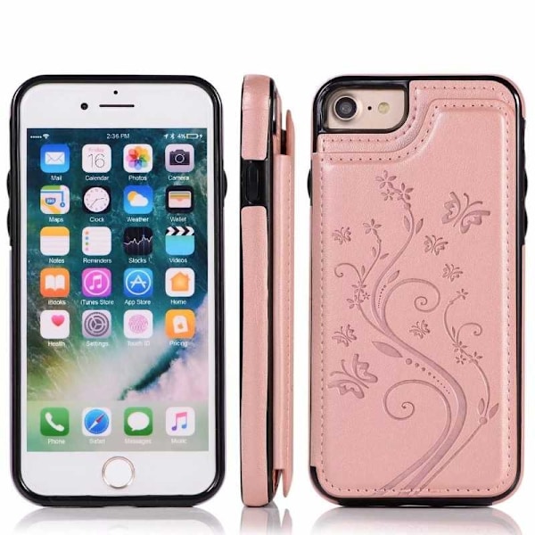 iPhone SE (2020 & 2022) Stöttåligt Skal Korthållare 3-FACK Flippr V2 Rosa guld
