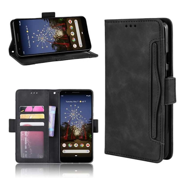 Google Pixel 3a Wallet Case PU-nahkainen 6-POCKET Winston V3 Black