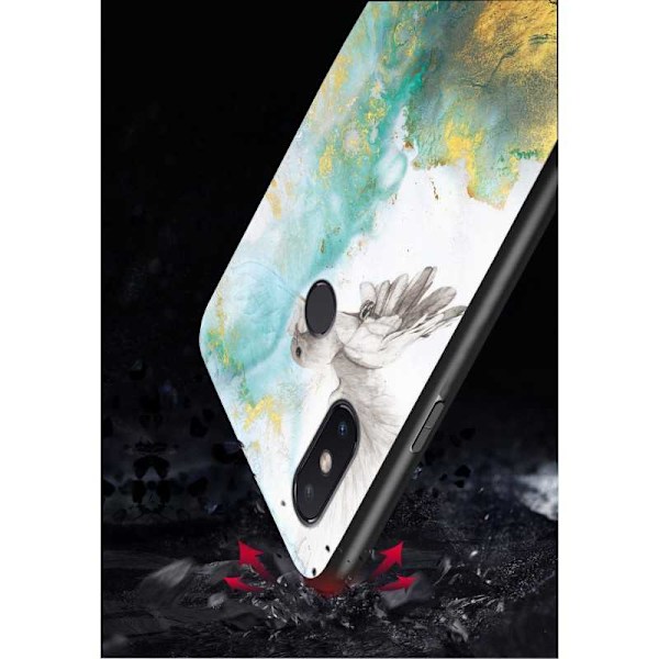 Huawei P20 Lite Marble Shell 9H hærdet glas bagside glas bagside V2 Black Svart/Guld