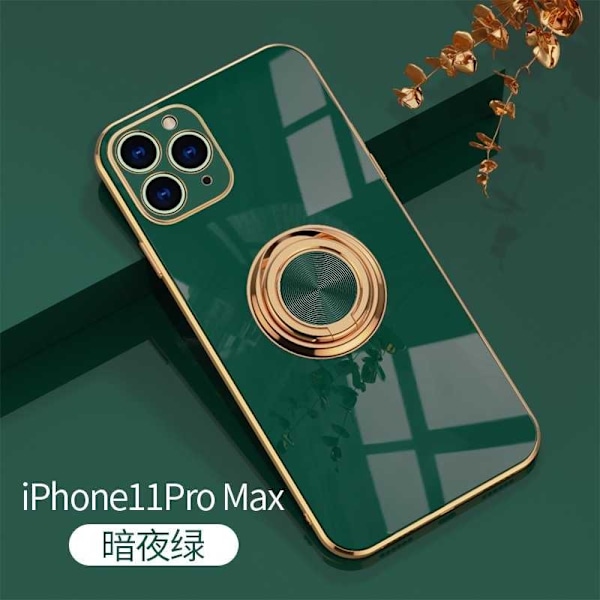 Tyylikäs ja iskunkestävä iPhone 11 Pro Max -kuori, jossa on Flawless sormusteline Svart