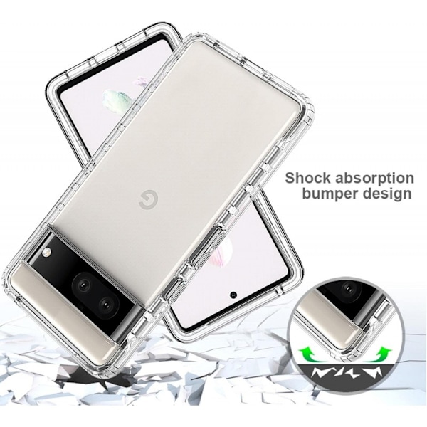 Google Pixel 7a Heltäckande Premium 3D Skal 3in1 ThreeSixty Clear
