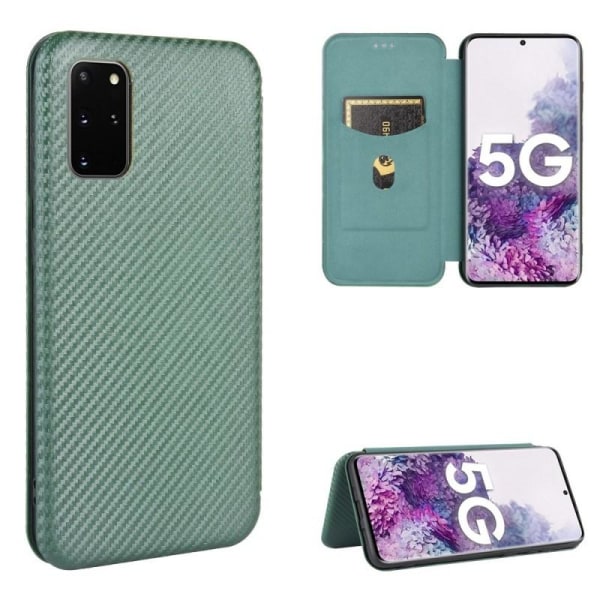 Samsung S20 Plus Flip Case Kortrum CarbonDreams Grøn Green