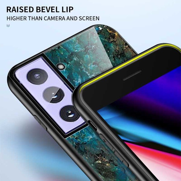 Samsung S21 Plus Marble Shell 9H hærdet glas bagside glas bagside V2 Green Emerald Green
