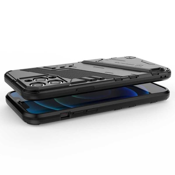 iPhone 12 Pro Max stødsikkert etui med Kickstand ThinArmor V2 Svart