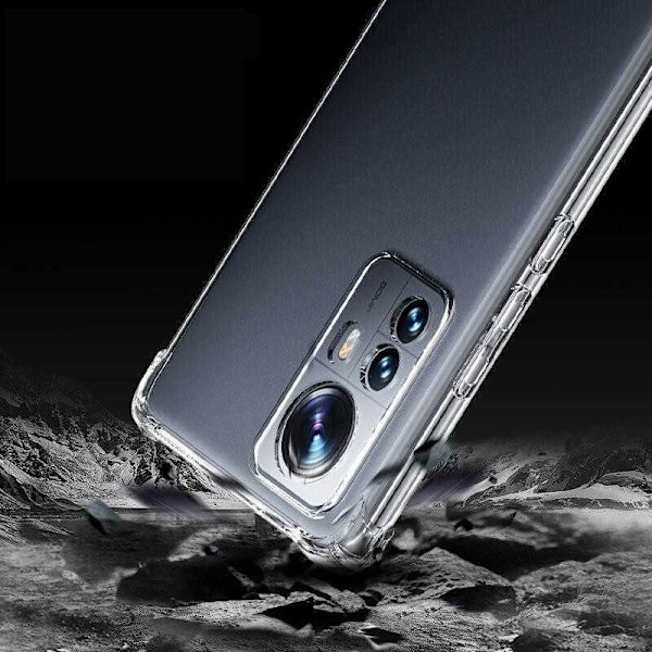 Xioami 12T / 12T Pro stødabsorberende silikonetui Shockr Transparent