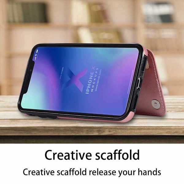 iPhone XS Max Stöttåligt Skal Korthållare 3-FACK Flippr Rosenguld Rosa guld