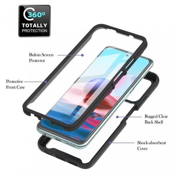Redmi Note 10 4G Heltäckande Premium 3D Skal ThreeSixty Svart