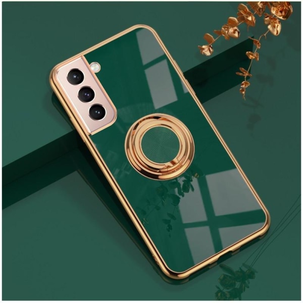 Samsung S21 Elegant & stødsikkert cover med ringholder fejlfri Mörkgrön