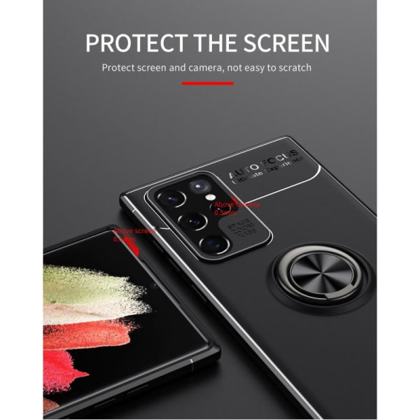 Samsung S22 Ultra Praktisk stødsikkert cover med ringholder V3 Black