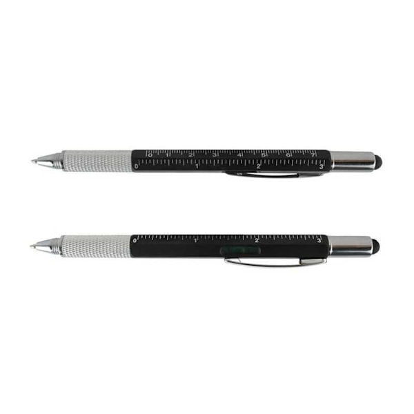 2-PACK 6in1 Ball Tip Kosketusnäyttö Stylus Viivain vesivaaka Phillips-ruuvimeisseli Black