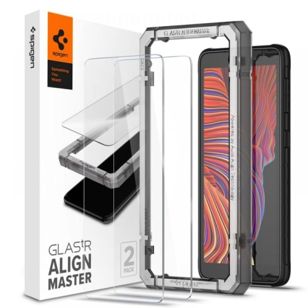 2-PACK Samsung Xcover 5 Tempered Glass Spigen ALM asennuskehyksellä Transparent