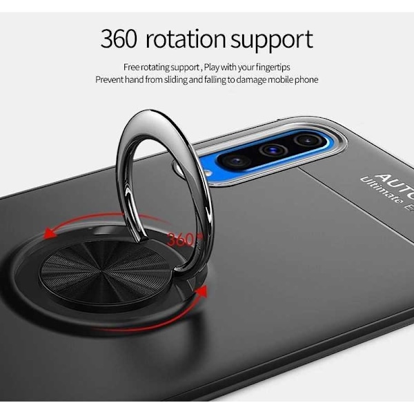 Samsung A50 Praktisk Stöttåligt Skal med Ringhållare V3 (SM-A505FN) Svart