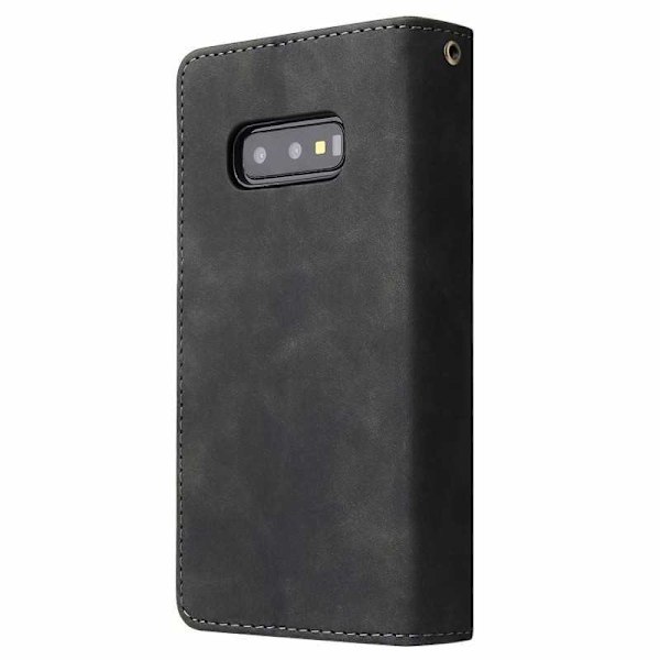 Samsung S10e Multifunktionellt Plånboksfodral Zipper 8-Fack Svart