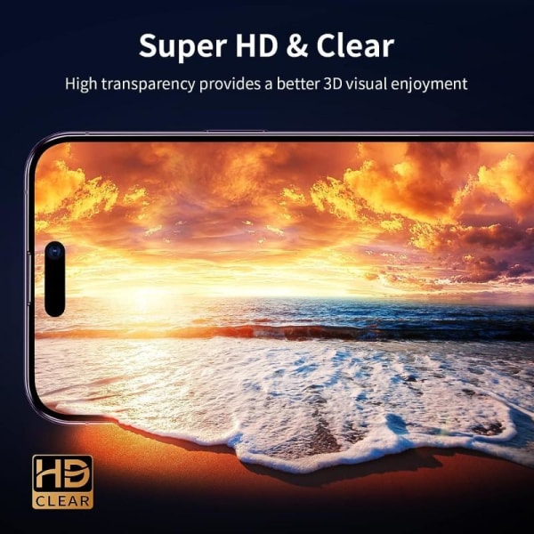 2-PACK iPhone 14 Pro Hærdet glas 0,26 mm 2,5D 9H Transparent