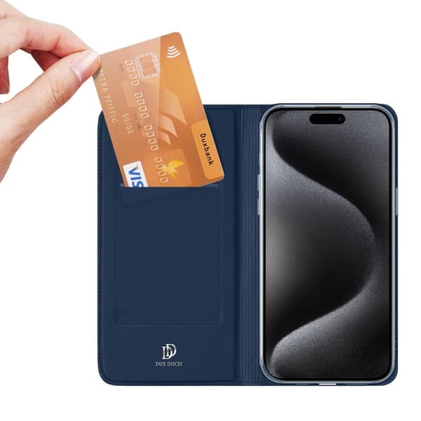 iPhone 15 Pro Max Dux Ducis Skin Pro med Kortfack - Blå
