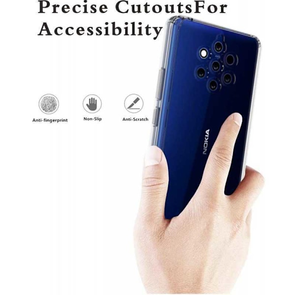 Nokia 9 Pureview Stødabsorberende Silikone Shell Shockr Transparent