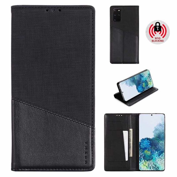 Samsung S20 Plus elegantti PU-nahakuori RFID-estolla Black