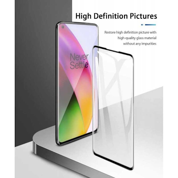 2-PACK OnePlus 8T FullFrame karkaistu lasi 0,26mm 2,5D 9H Transparent