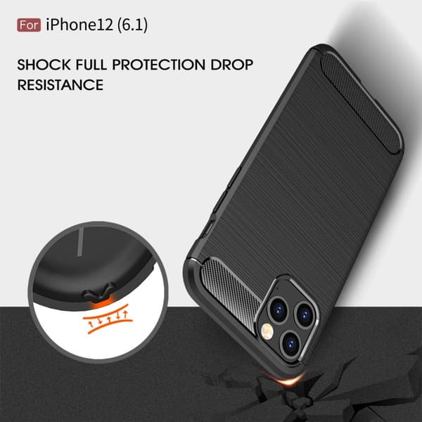 iPhone 12 Pro Iskunkestävä SlimCarbon-kotelo Black
