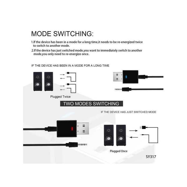 Bluetooth 5.0 lähetin/vastaanotin sovitin AUX 3.5mm Black
