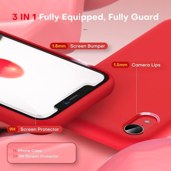 Kuminen tyylikäs suojakuori 3in1 iPhone XR - punainen