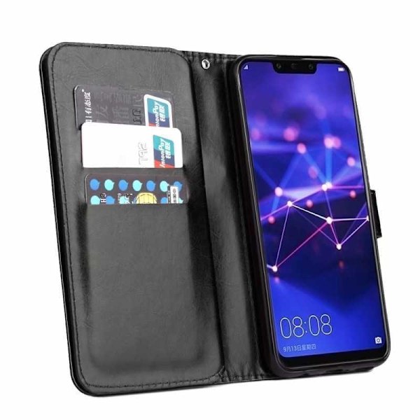 Mate 20 Lite Praktisk Plånboksfodral med 10-Fack Array Svart