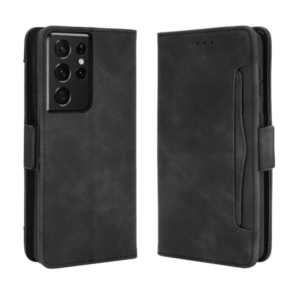 Samsung S21 Ultra Wallet Case PU-nahkainen 6-POCKET Winston V3 Black