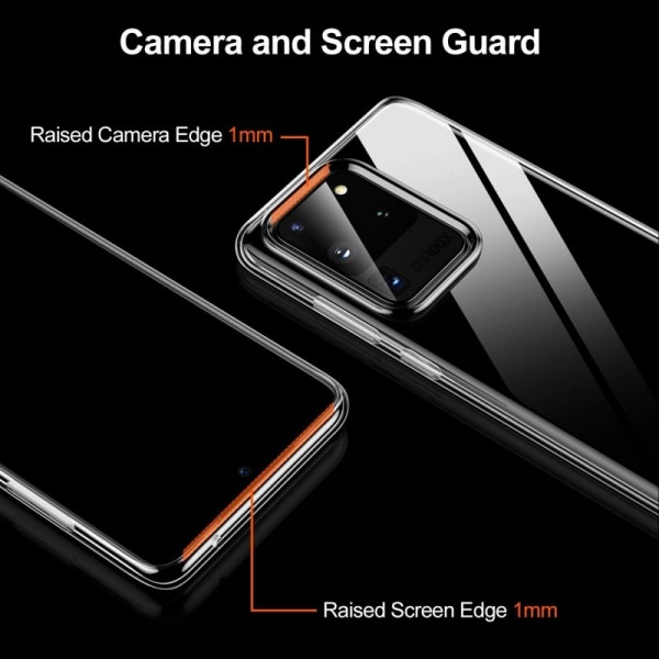 Samsung S20 Ultra stødabsorberende silikonecover Enkelt Transparent