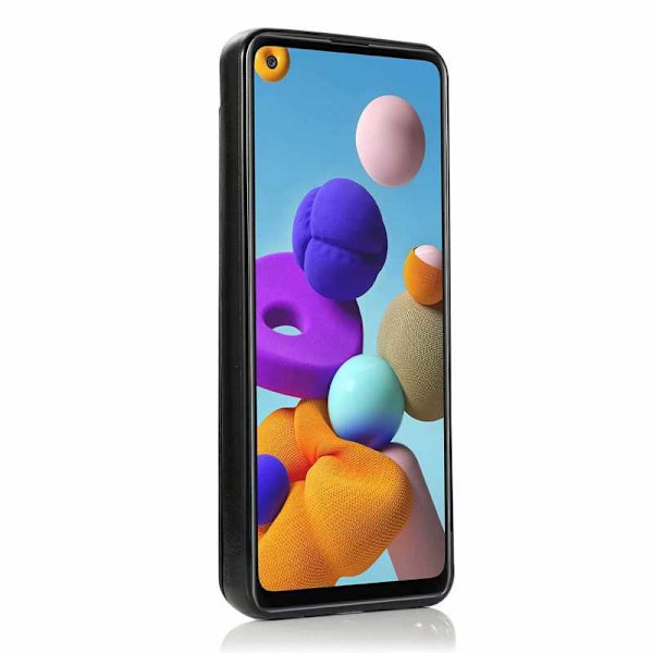 Samsung A21S Shockproof Case Kortholder 3-POCKET Flippr Black