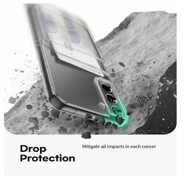Samsung S21 Stöttåligt Skal med Kortfack V2 Transparent