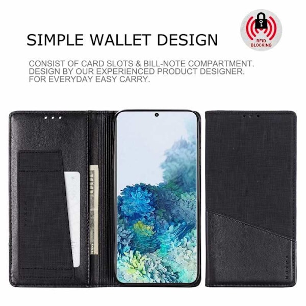 Samsung S22 Plus Elegant Case PU-nahkaa ja RFID-esto Black