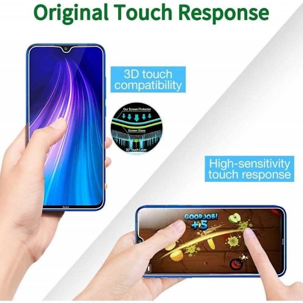 Xiaomi Redmi Note 8 Hærdet glas 0,26mm 2,5D 9H Transparent