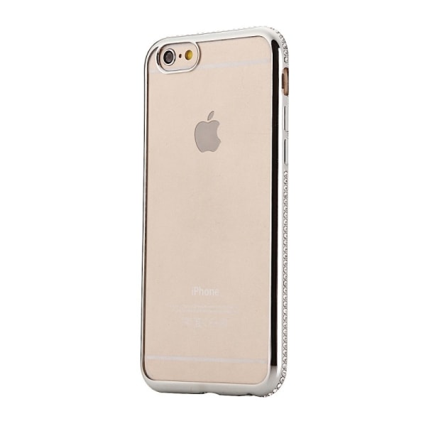 iPhone 6/6S iskuja vaimentava kumisuoja strassilla Silver