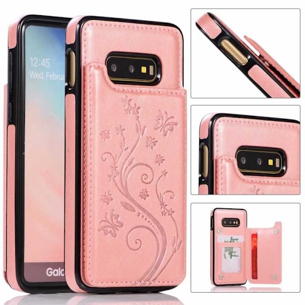 Samsung S10e Iskunkestävä kotelo, 3-taskuinen Flippr V2 Pink gold