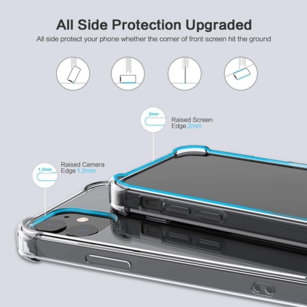 iPhone 12 Støtsikkert skall med forsterkede hjørner Transparent