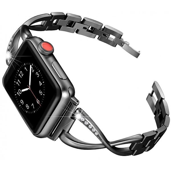 Apple Watch Series 6 40 mm Premium armbånd i rustfrit stål med Strass Silver