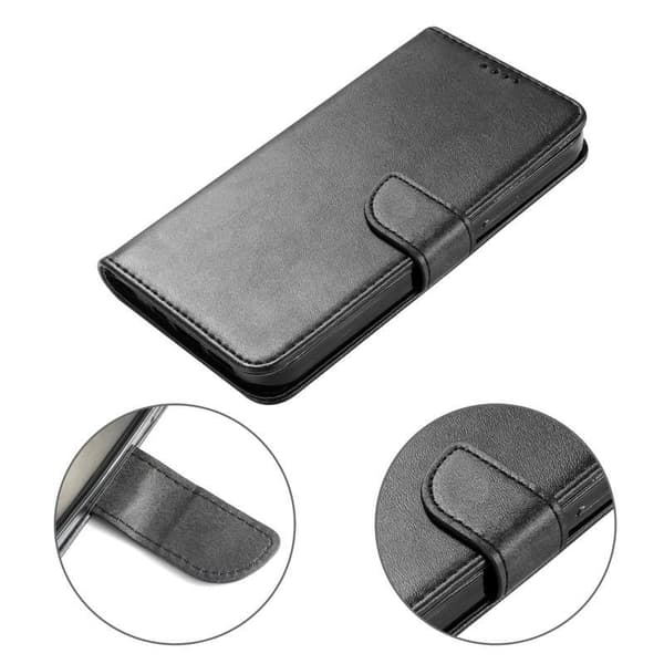 iPhone 15 Pro Wallet Case PU-nahkainen 4-POCKET Black