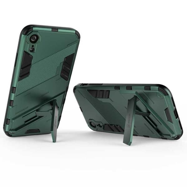 iPhone XR iskunkestävä kotelo jalustalla ThinArmor V2 Orange