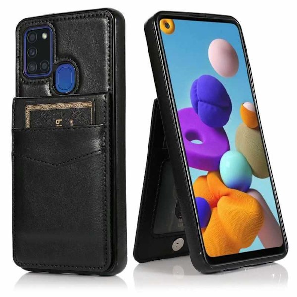 Samsung A21s Mobilskal Korthållare 5-FACK Retro V3 Svart