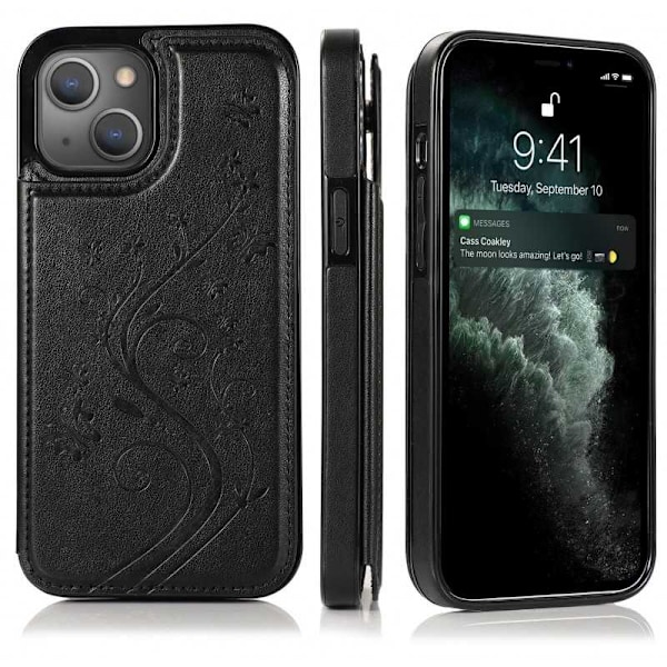 iPhone 13 Mini Shockproof Case Kortholder 3-POCKET Flippr V2 Black