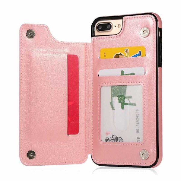 iPhone 8 Plus iskunkestävä kotelo, 3-taskuinen Flippr V2 Pink gold