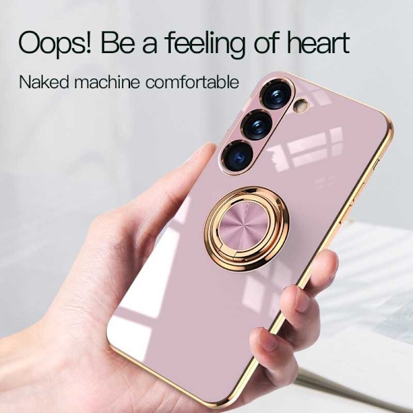 Tyylikäs ja iskunkestävä Samsung S23 -kotelo, jossa on Flawless sormusteline Rosa